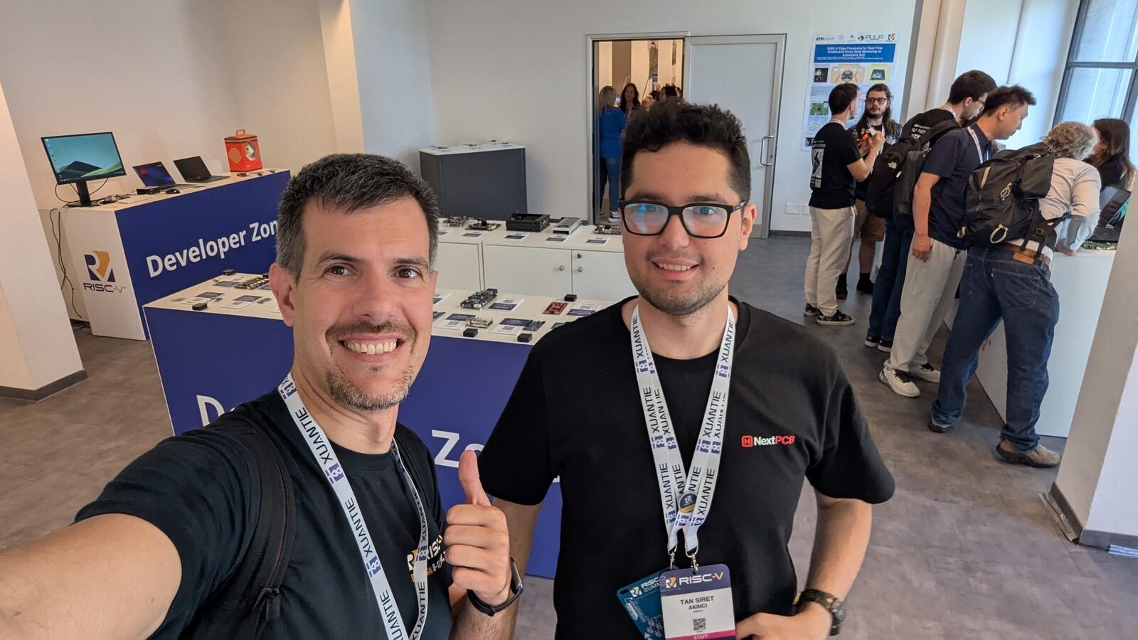 A showcase of RISC-V development boards on the Summit expo floor