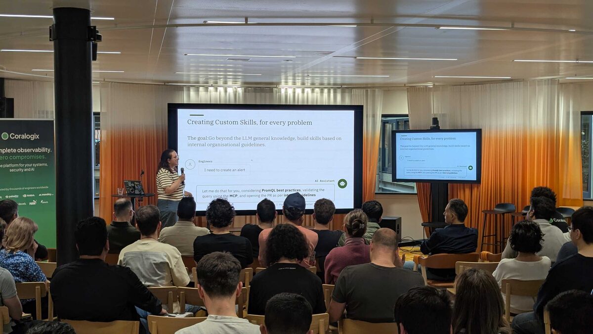 Creating Custom Skills — Engineer asks "I need to create an alert", AI responds considering PromQL best practices, MCP validation, and internal guidelines