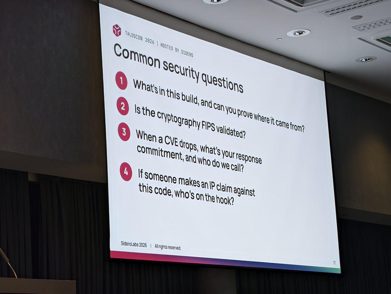 Common security questions: what's in this build, is the cryptography FIPS validated, CVE response, IP claims