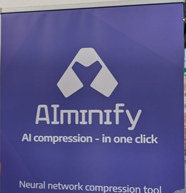 The AIminify roll-up banner reading AI compression - in one click, Neural network compression tool