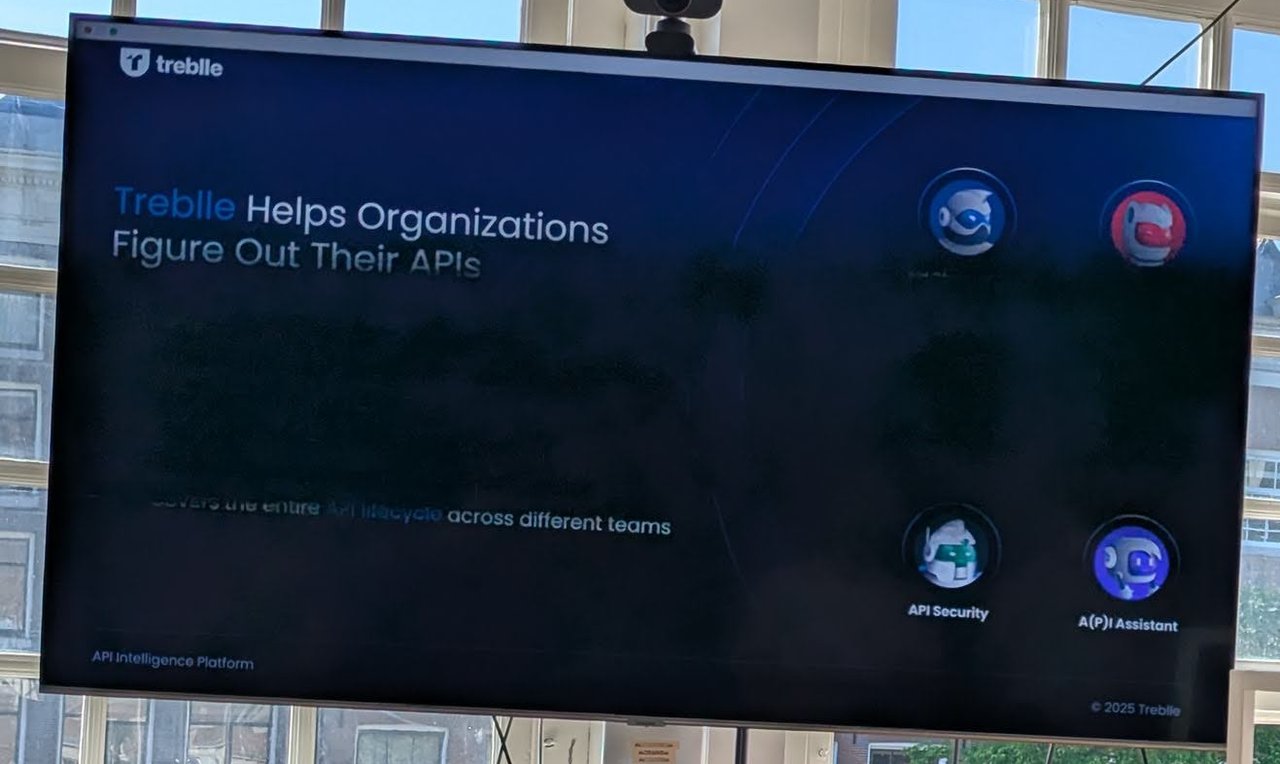 Treblle slide titled Treblle Helps Organizations Figure Out Their APIs, with API Security and an API assistant among its icons