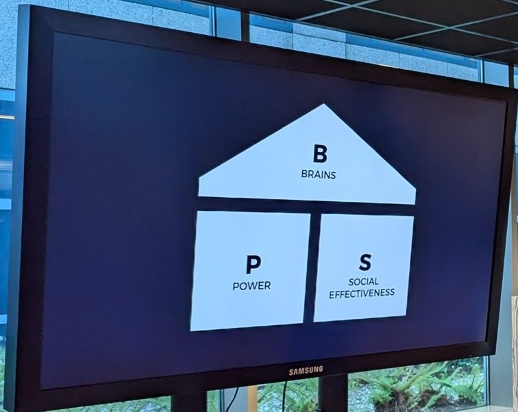 House diagram with B Brains on top, P Power and S Social effectiveness below