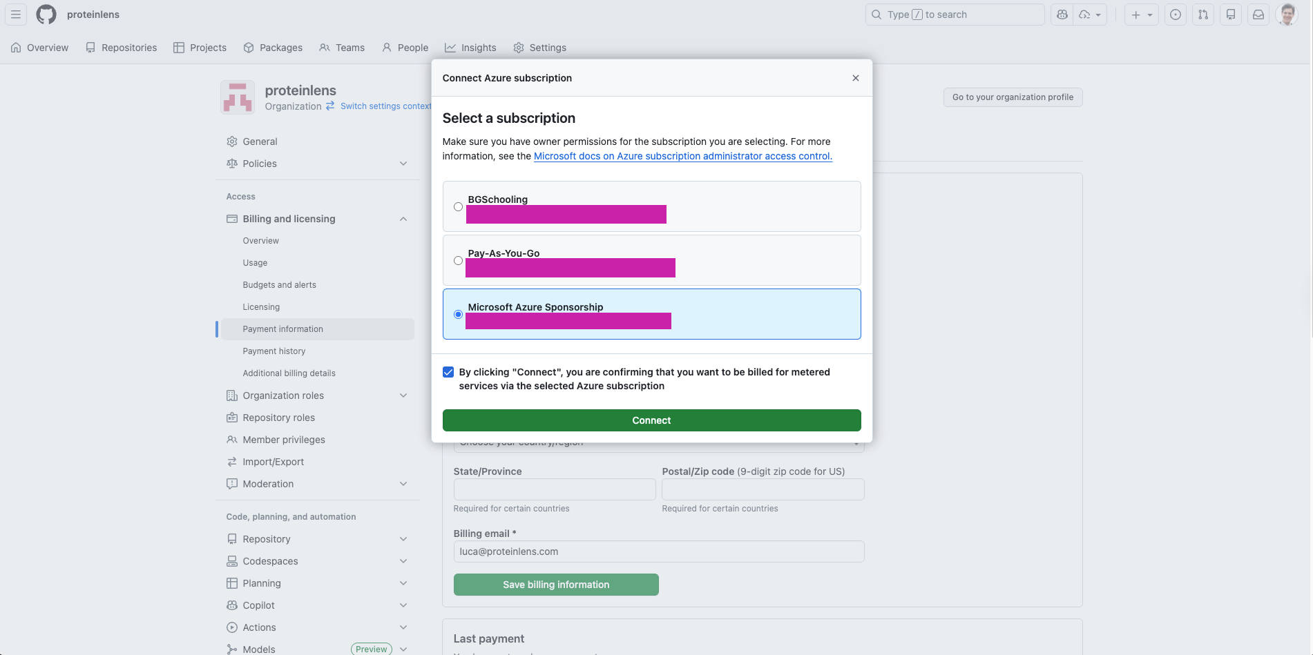 GitHub Azure Subscription