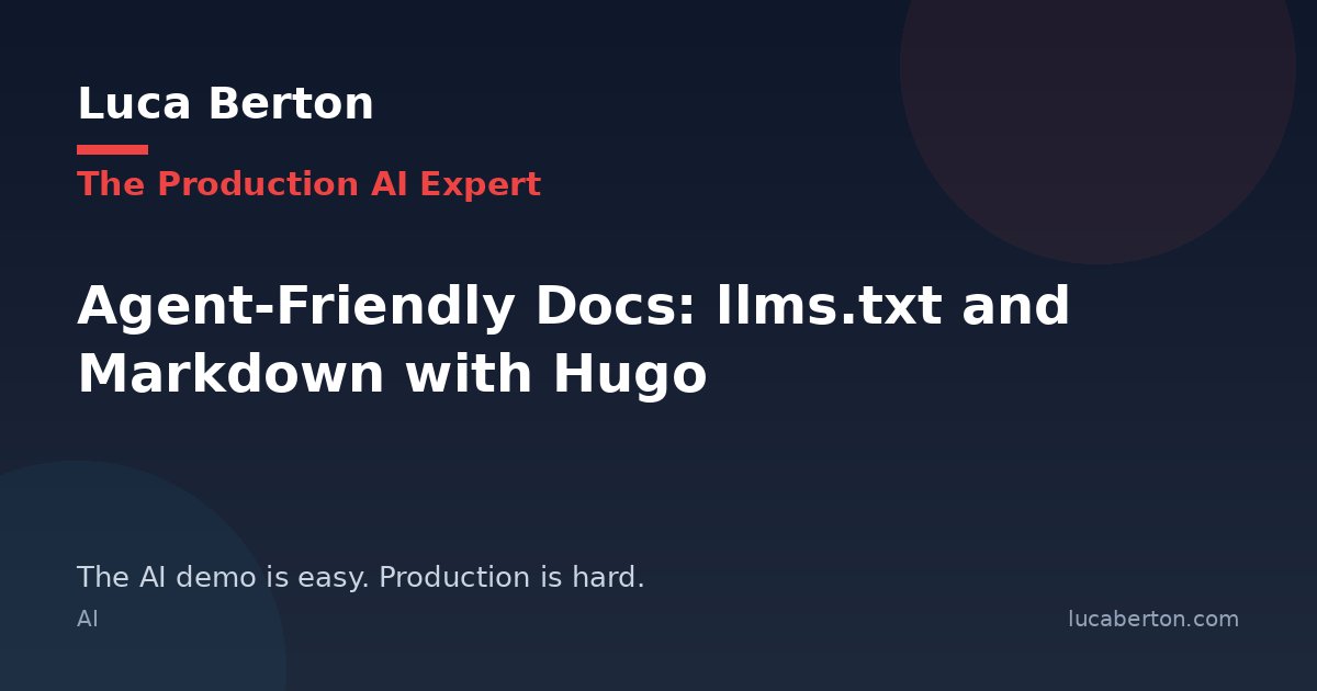 Agent-Friendly Docs: llms.txt and Markdown with Hugo