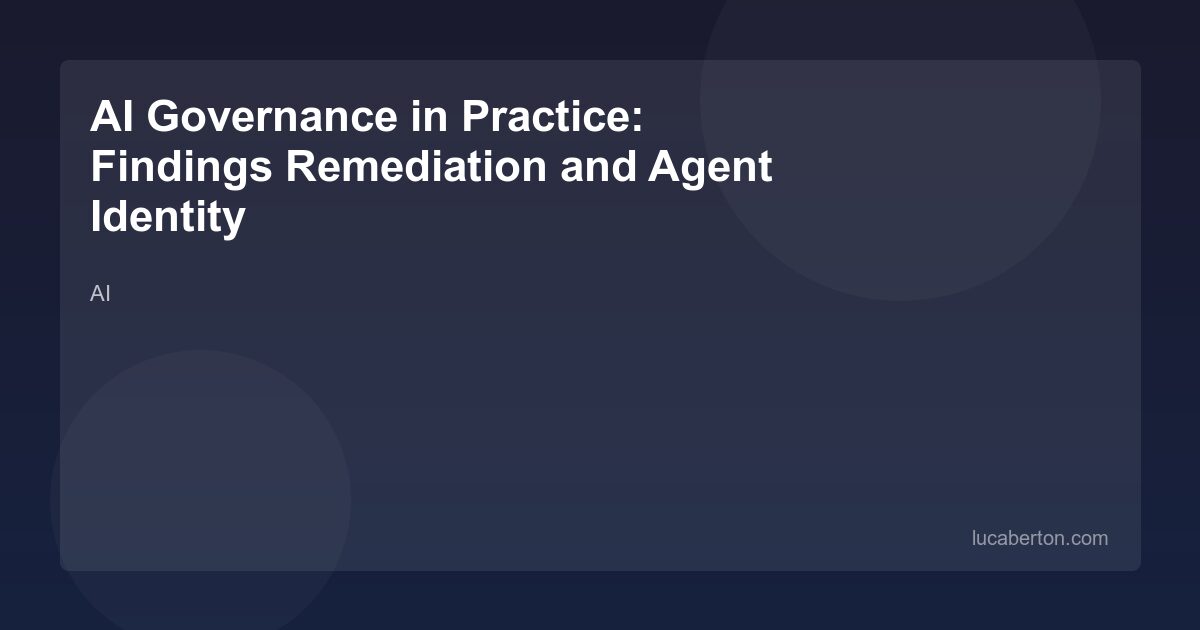 AI governance dashboard showing findings remediation status and agent identity controls