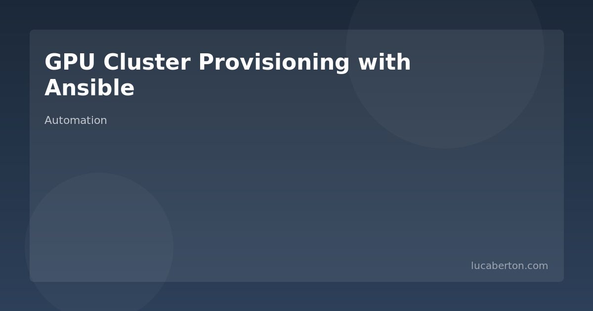 GPU cluster provisioning with Ansible