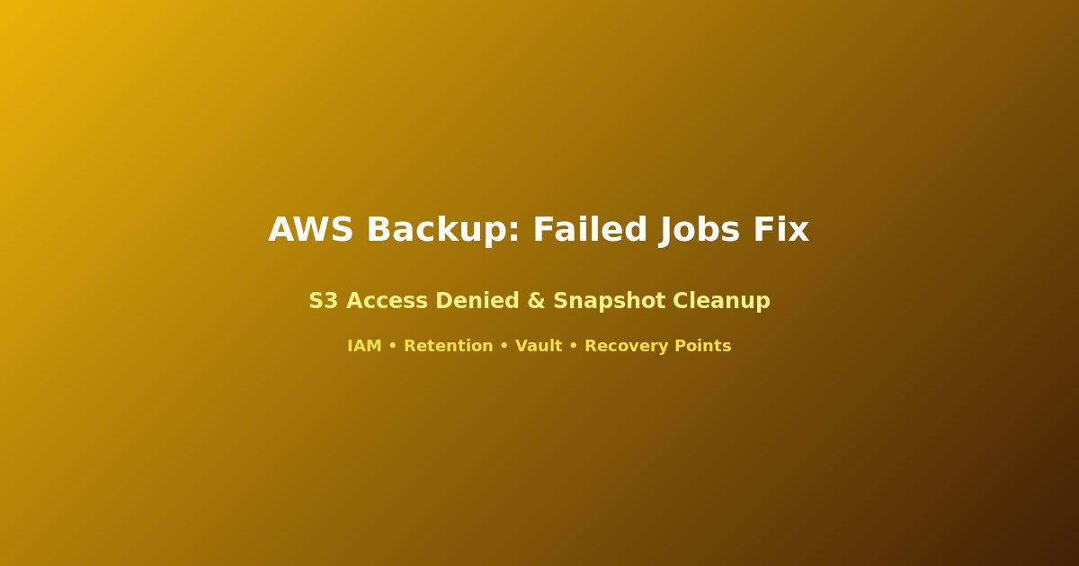 AWS Backup failed jobs S3 access denied troubleshooting