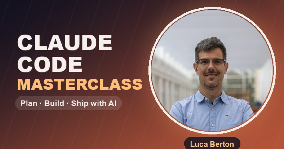 Claude Code Masterclass course thumbnail showing Luca Berton