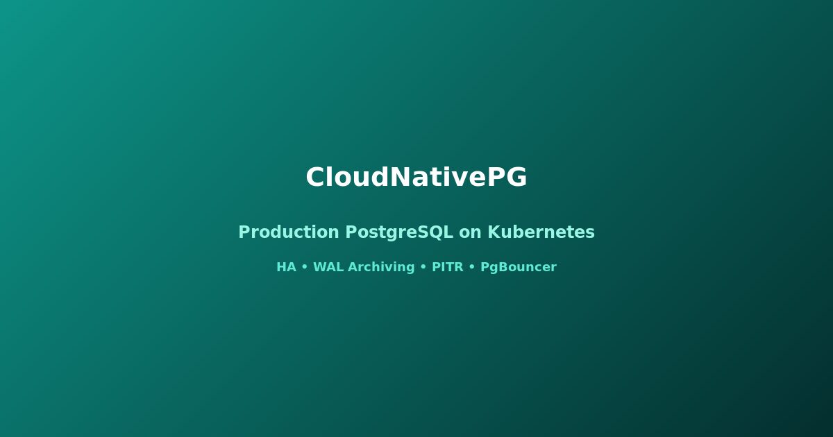 CloudNativePG PostgreSQL on Kubernetes operator
