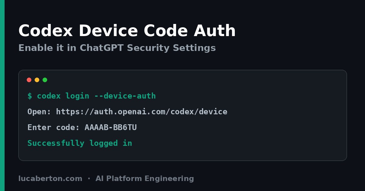 Codex device code authorization enabled in ChatGPT security settings