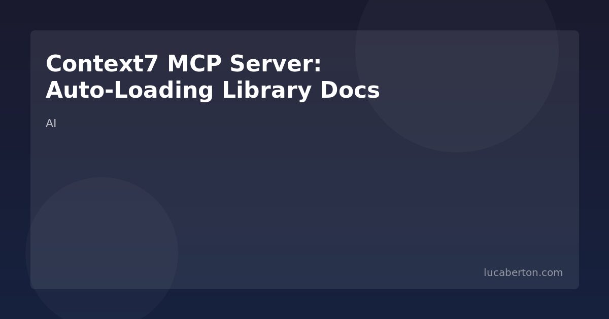 Context7 MCP server
