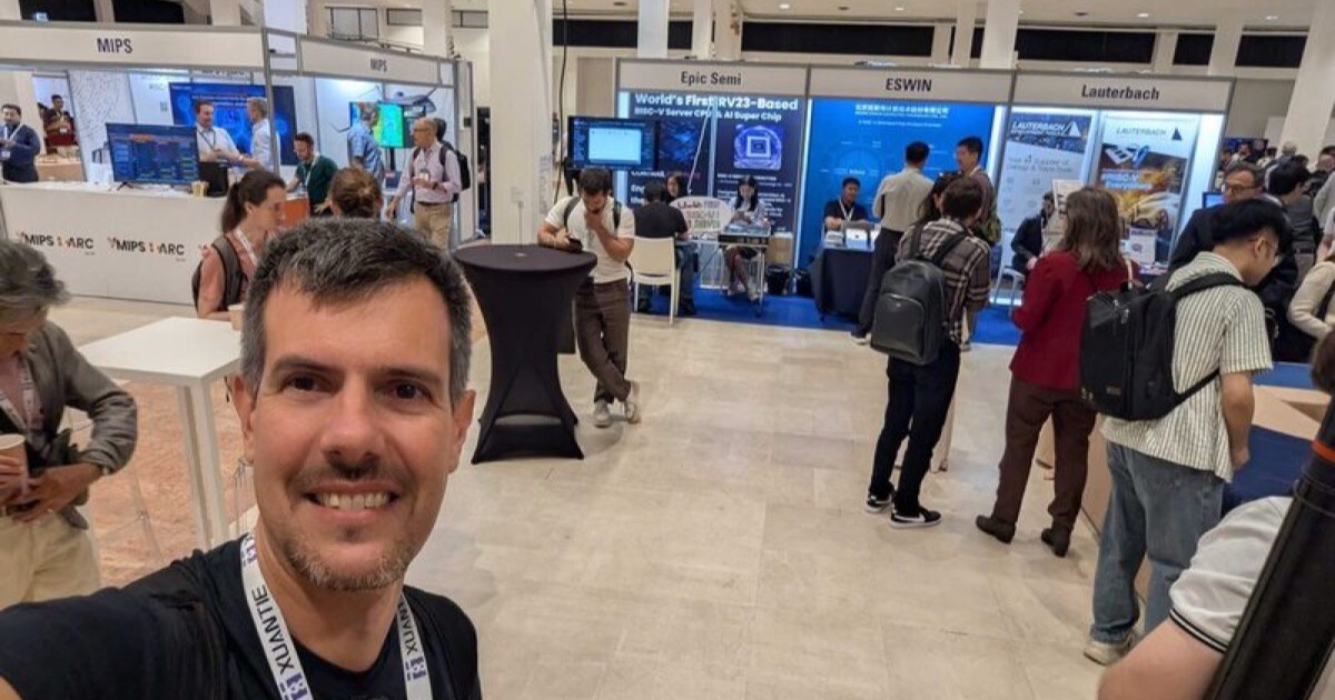 RISC-V Summit Europe 2026 expo floor in Bologna with DeepComputing among exhibitors
