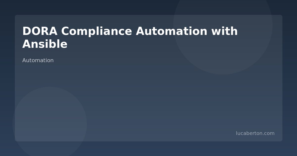 DORA compliance Ansible