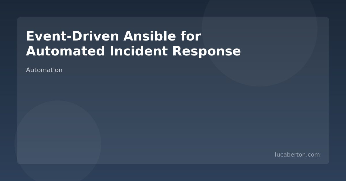 Event-Driven Ansible EDA