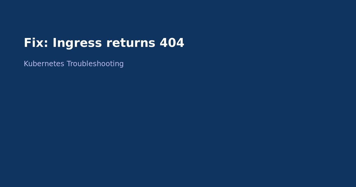 Fix Kubernetes Ingress Returns 404 Error