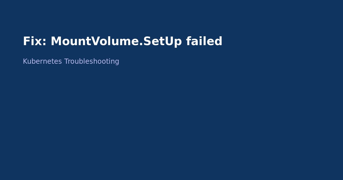 Fix Kubernetes MountVolume.SetUp Failed Error