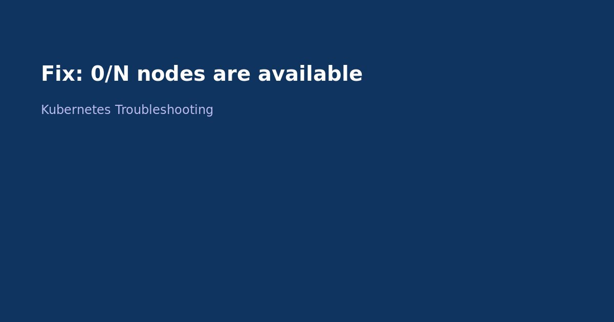 Fix Kubernetes 0/N Nodes Are Available Scheduling Error