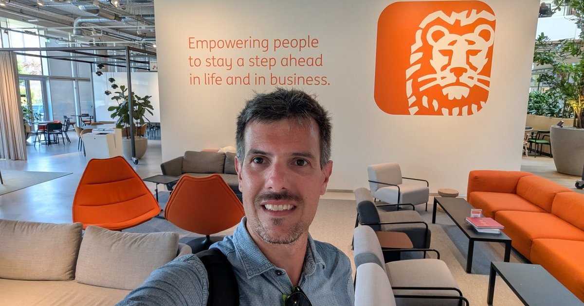 Luca Berton in the lobby of the ING building in Amsterdam, before the CodeLab Kubernetes security workshop