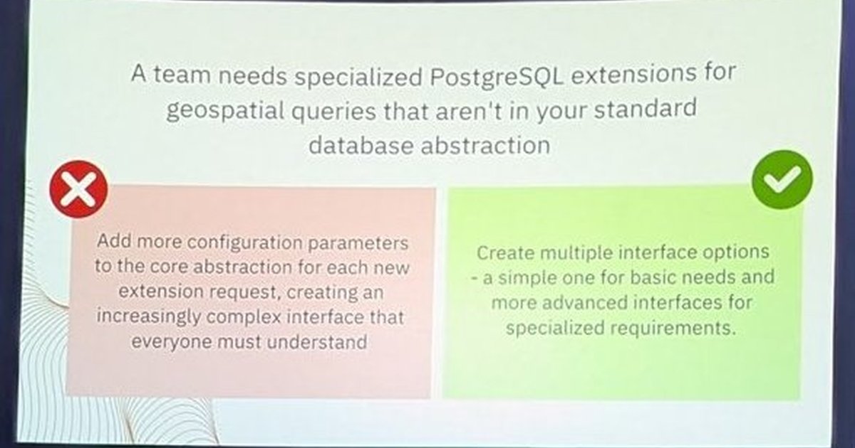 Slide from Platform Engineering Day Europe contrasting two answers to a PostgreSQL extension request
