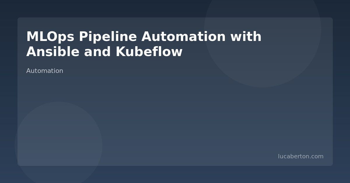 MLOps pipeline with Ansible and Kubeflow