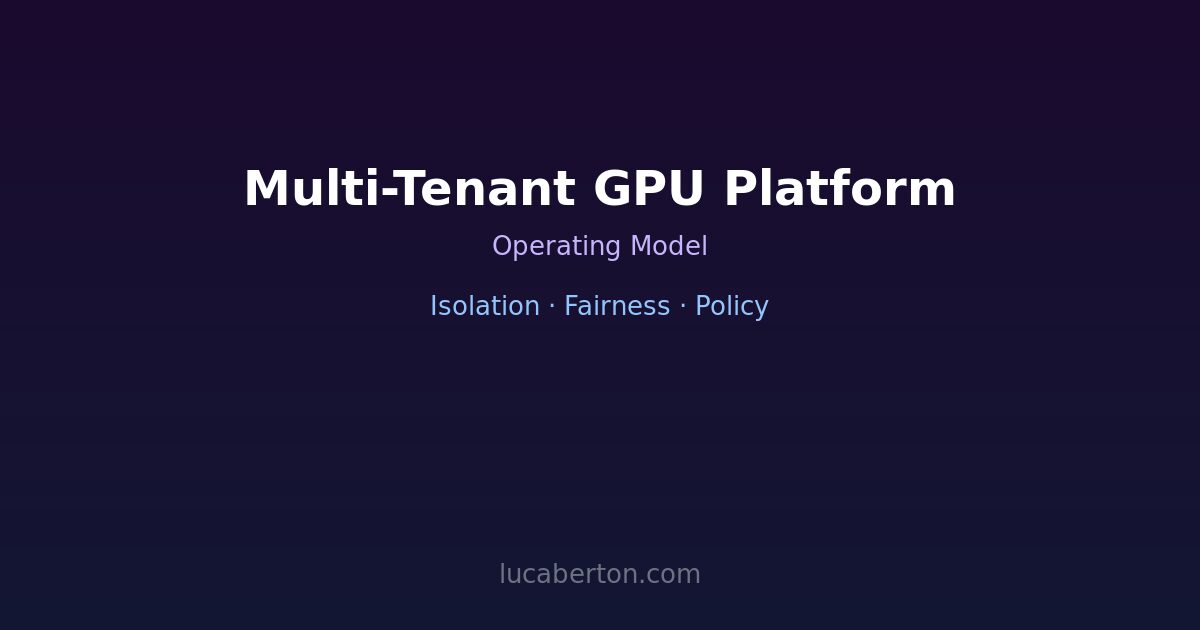 Multi-tenant GPU platform operating model — isolation, fairness, policy enforcement