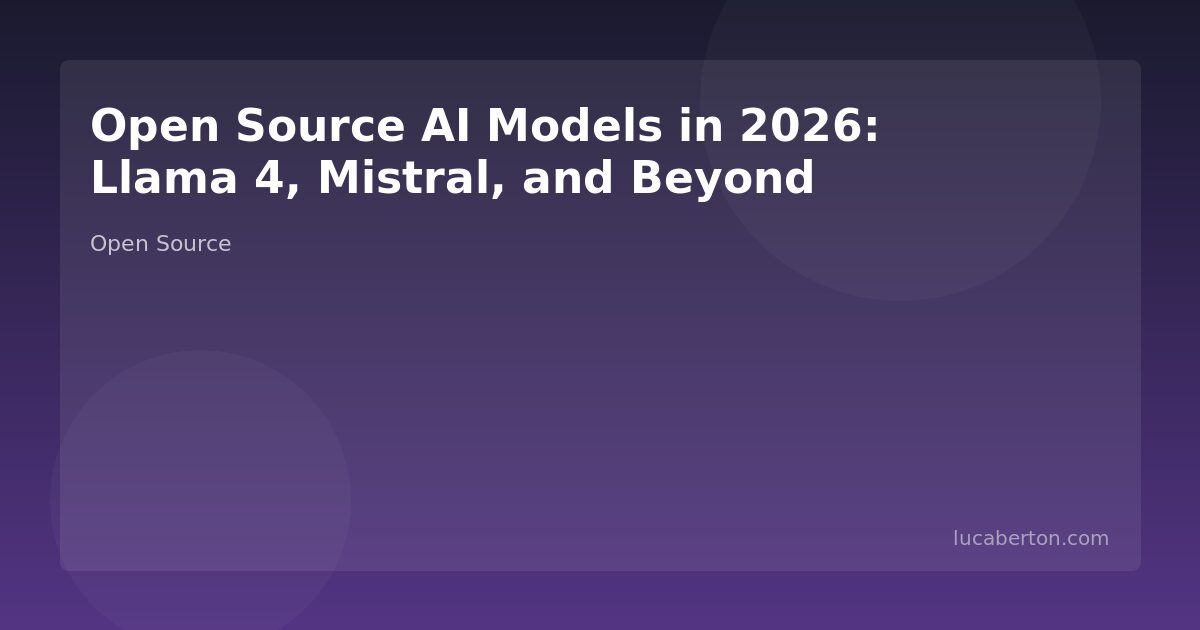 Open source AI models 2026