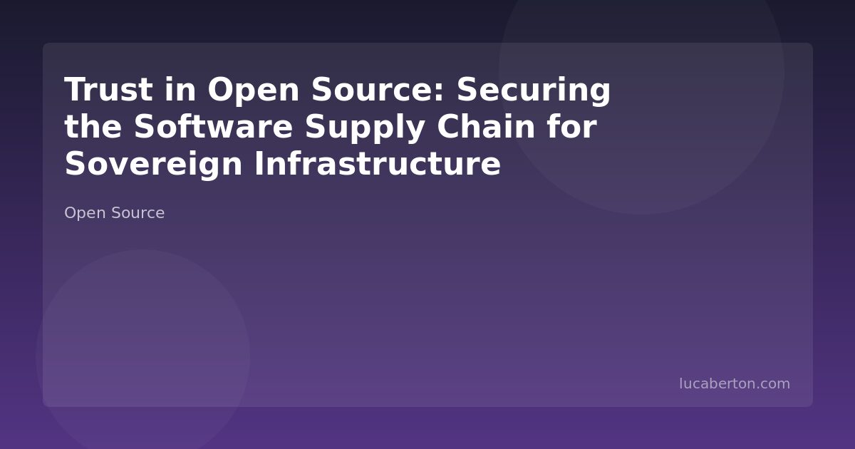 Open Source Trust and Supply Chain Security