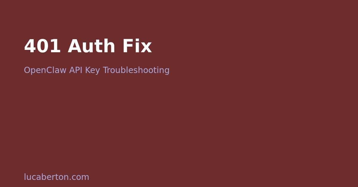 Fix OpenClaw 401 Unauthorized API key error