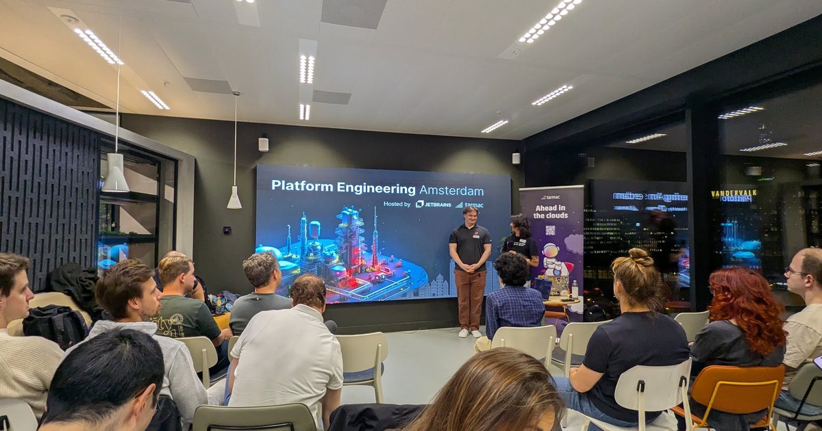 Platform Engineering Amsterdam opening slide, hosted by JetBrains and tarmac, in November 2025
