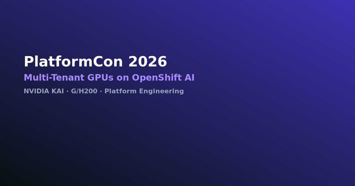 Luca Berton speaking at PlatformCon 2026 on Multi-Tenant GPUs