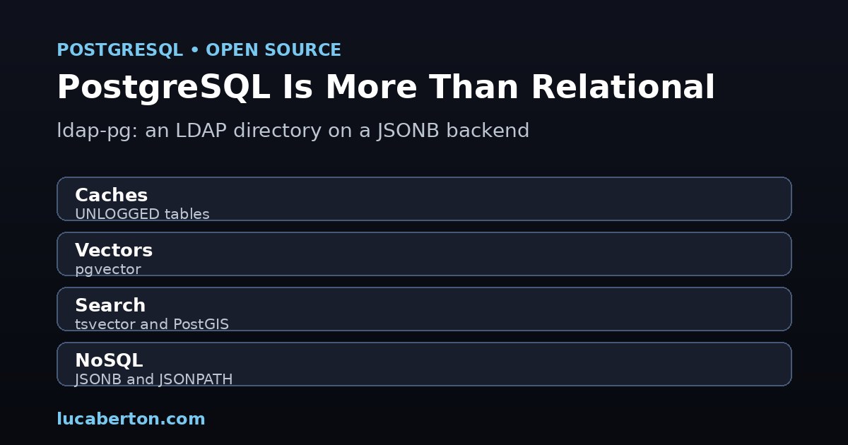 PostgreSQL beyond relational: running LDAP on a JSONB backend with ldap-pg