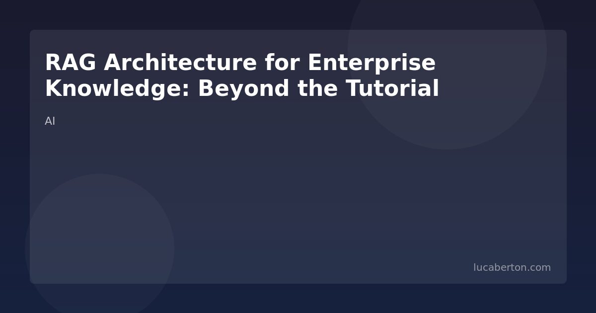 Enterprise RAG Architecture Patterns