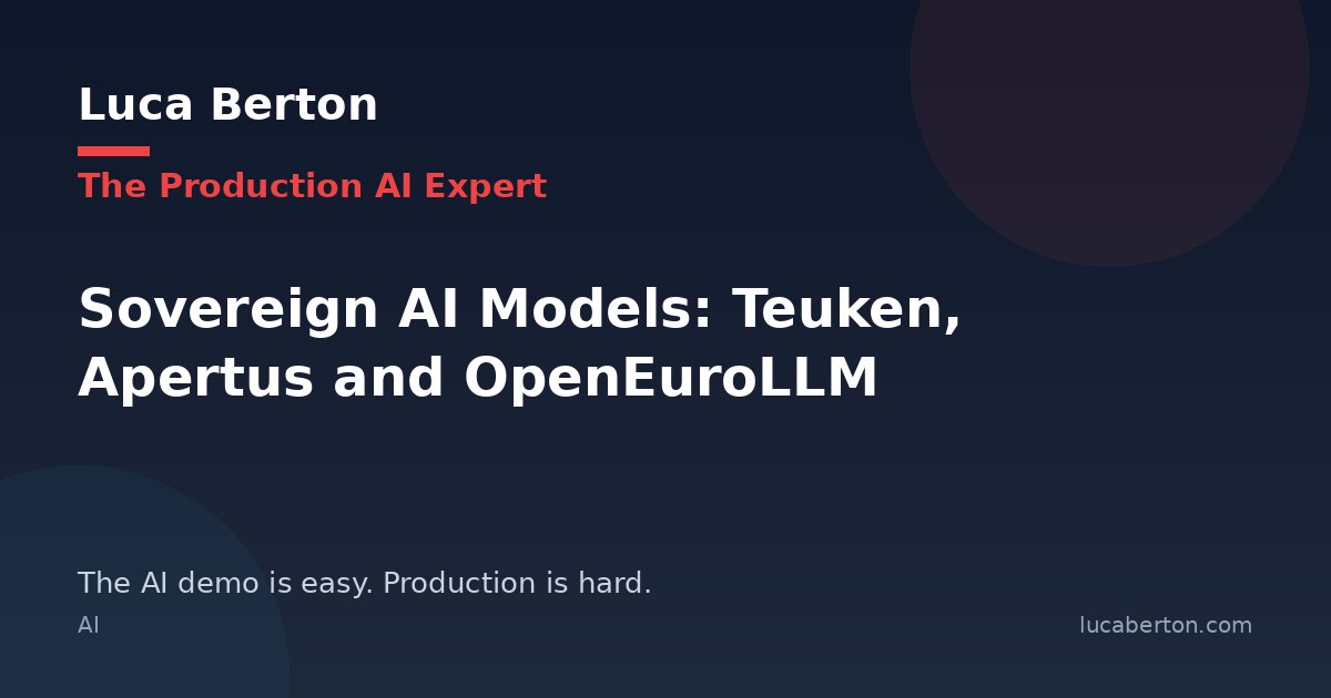 Sovereign AI Models: Teuken, Apertus and OpenEuroLLM