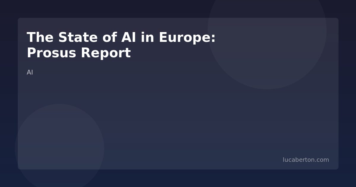 State of AI in Europe Prosus Report 2026