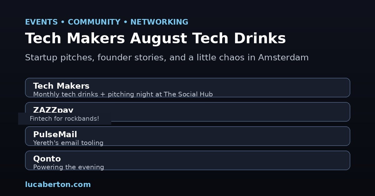 Tech Makers August tech drinks at The Social Hub Amsterdam City