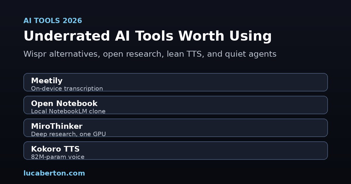 Underrated AI tools: Meetily, Open Notebook, MiroThinker, Kokoro TTS, Krea, Fish Audio, CrewAI