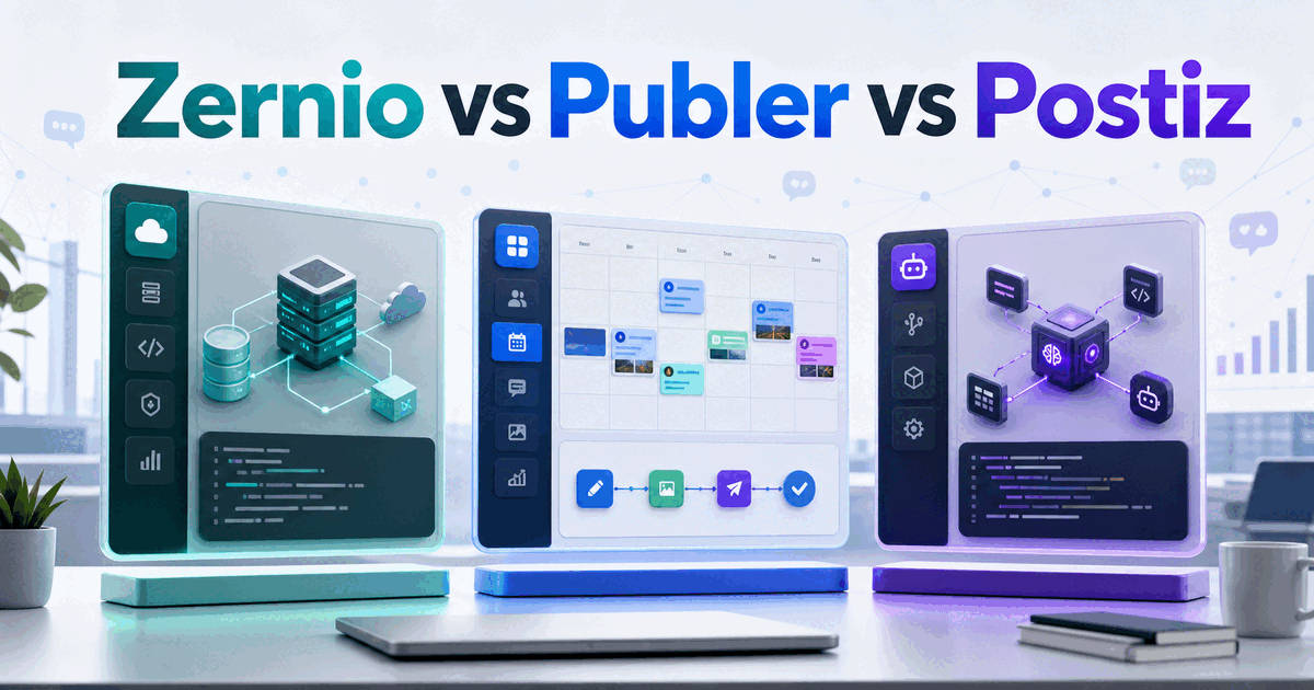 Zernio vs Publer vs Postiz social media management comparison
